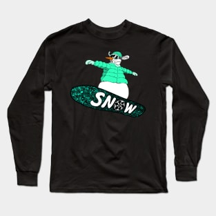 snowman on the board (mint) Long Sleeve T-Shirt